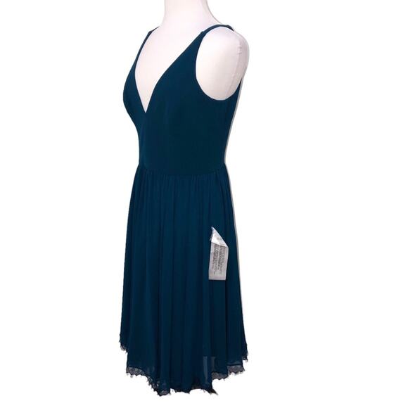 Dress the Population Alicia Chiffon Cocktail Dress in Peacock Blue Large NWT - Picture 4 of 15